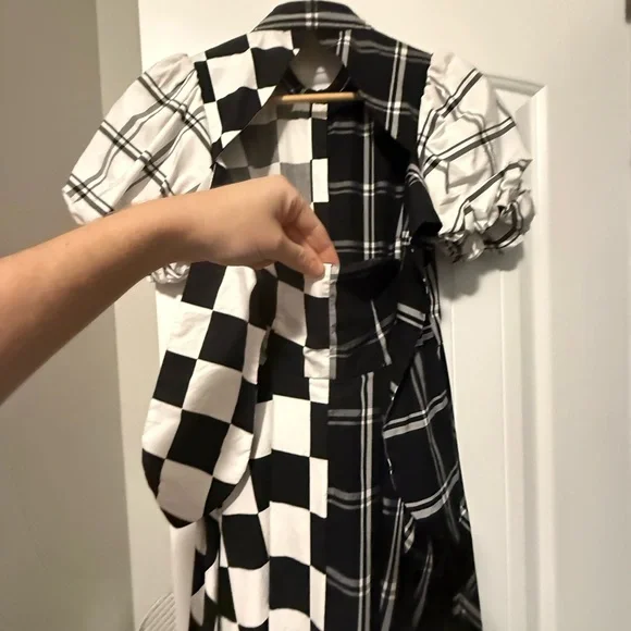 Christopher John Rogers Dress in Black and White Checkered Pattern - Picture 6 of 10